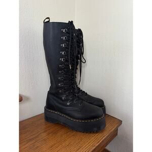 RARE Dr Marten 1B60 Max Hardware Knee High Lace Up Black Boots
